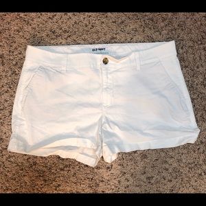 White Old Navy 3 inch shorts. Size 12